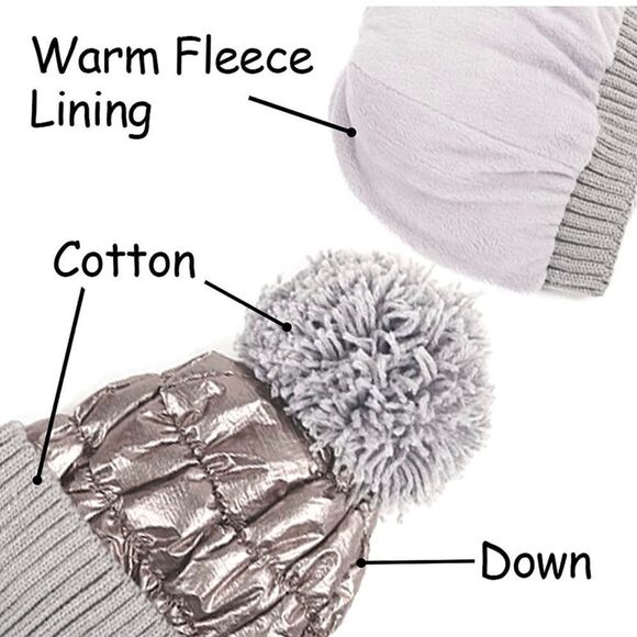 Beanie puffer Cuff Beanie Skull hat pom Pompom Fleece Lined Winter Cap main image 6